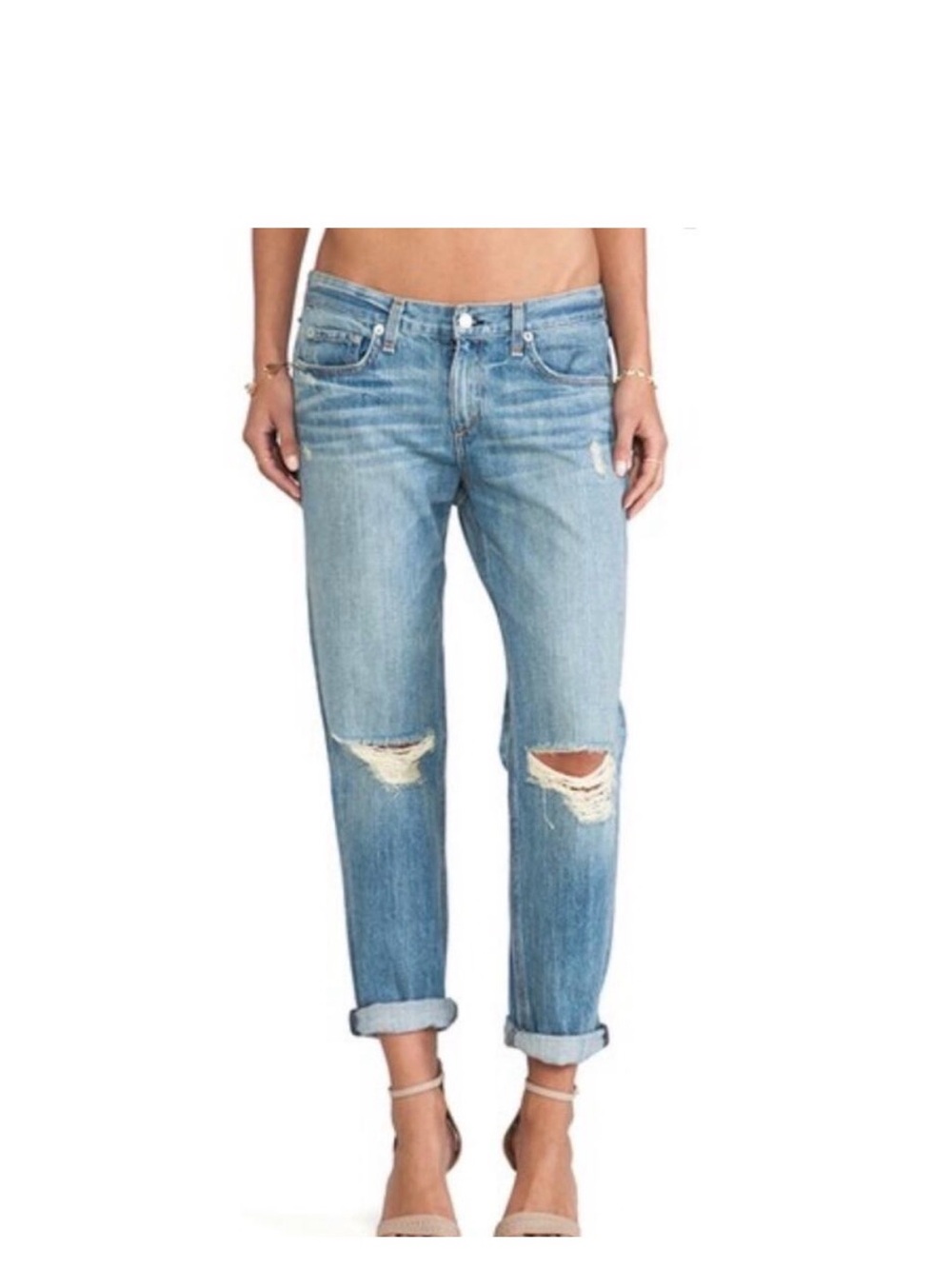 rag & bone light blue distressed boyfriend jeans